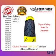 Corva Motor Tayar Motosikal Tubeless Global Rubber GRT 238 90/80-14, 100/80-14, 90/80-17 Diamond Tay