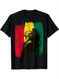 Men's Jamaican & Ghana Flag Reggae T-Shirt - Soft Breathable Round Neck Tee