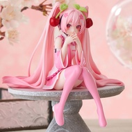 Hatsune Miku โมเดลตุ๊กตาอะนิเมะ PVC, โมเดลตุ๊กตาอะนิเมะสีชมพูเชอร์รี่สีชมพูตกแต่งของขวัญ