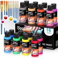 Fabric Paint, 16 Colors Fabric Paint Set For Clothes, Permanent Soft Fabric Paint in Bottles(2oz) wi