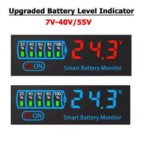 Upgraded 7V-40V/55V Battery Level Indicator 18650 Lithium Battery Li-ion Capacity Indicator Board Po