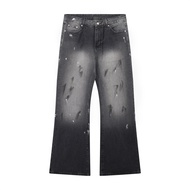 ❤❀ [Ready Stock] ❤ Acne Studios Jeans Hand Drawn Ink Splatter Distressed Casual Loose Pants Jeans Su