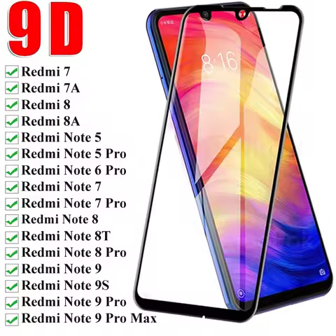 9D 9H Full Screen Protective Glass on the Redmi Note 7 8 9 Pro 8T 9S For Xiaomi Redmi 9 9A 9C 8 8A 7