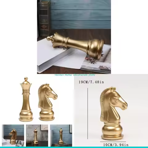 H7BF Chess Queen Knight Sculpture Collectible Figurines Table Ornament Home Decors