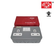 2 Gang 13 Amp Metal Clad Switch Socket UMS 2213M (SIRIM Approved)