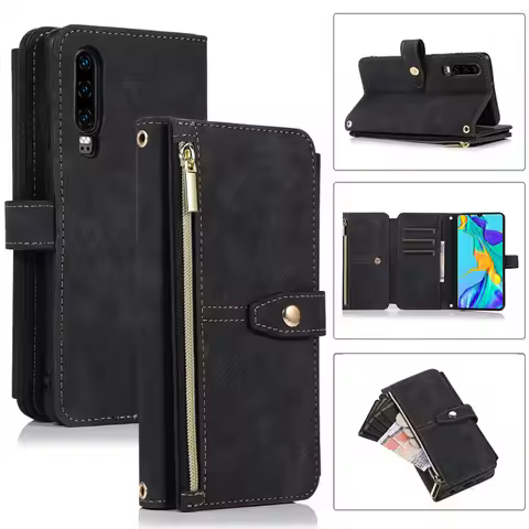 P30Lite P30 P20 P 20 Pro Flip Case Luxury Leather Multi 9-Card Slot Zipper Etui For Huawei P30 Lite 