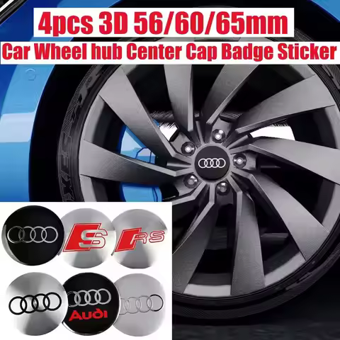 4pc 3D Styling 56/60/135mm Car Emblem Wheel hub Center Cap Badge Sticker for Audi Sline quattro RS A