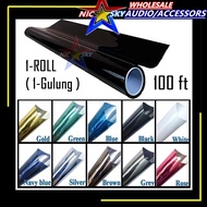 UV99% KOREA BLACK 2PLY 1Roll Tinted Film / Window Solar Film / Tinted Kereta / Tinted Kenderaan - Black 100ft tinted