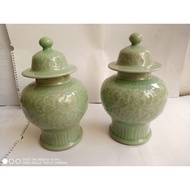 Guci Antik China Celadon Lentera Hijau Jade Porcelain Porselen Seladon