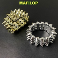 MAFILOP Y2K Punk Bracelet, Cool Triple Layer Stud Spiked Chunky Bracelet, Grunge Style Wide Band Got