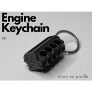 Engine Block V8 Keychain - 3D Printing - Engine Block V8 Keychain