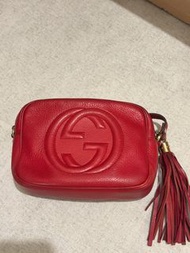 Gucci soho disco 相機包紅色 流蘇 肩背 側背 斜背