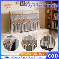 Dustproof Embroidery TV Screen Cover 32/37/42 Inch Desktop TV Dust Protector Curtain Cover Universal
