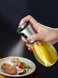 1pc 200ml/6.76oz Glass Press Oil Spray Bottle, Kitchen Household Oil Spray Bottle, Atomized Oil Cont
