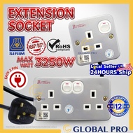 [3M /5M /10M] 2WAY x 13amp Metal Clad Heavy Duty Portable Socket Extension Trailing Socket Metal Soc