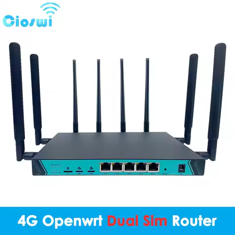 Cioswi Two SIM 4G Openwrt Router Gigabit Wifi 1000Mbps LAN CAT6 Modem 2.4G 5.8GHz 8 Removable Antenn