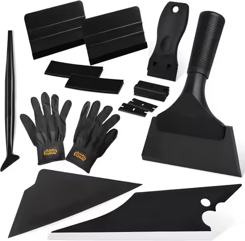 Car Wrap Installation Kit with Squeegee, Glue Removal Knife, Gloves, Water Scraper for Auto Vinyl Fi