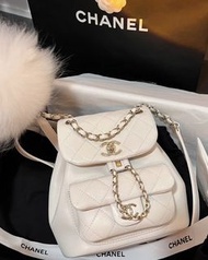 Chanel 23C Duma Buckpack 白色牛皮書包 手拎袋 小號｜AS2908-B09750-10601｜全新正版正貨