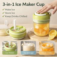 3 in 1 Ice Maker Cup Food Grade Ice Tray with Straw Coffee Cup Direct Drink
