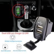 Universal Fast Charging 3.1A Dual USB Car Charger 12-24V Waterproof Car Phone Charger For Motorcycle With Power Line Car Boat SUV
