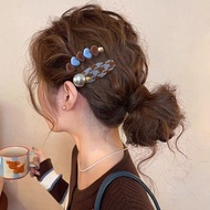 MILI Retro Dress Retro Autumn Winter Love Contrast Color Hair Clip Headdress High-End Bangs Side Cli