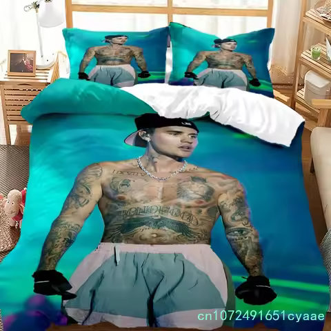 Singer Justin Bieber Fashion 3D Printed Bedding Queen Bedding Set Customized King Size Bedding Set S