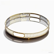 Gold Mirrored Tray With Handles,Decorative Glass And Gold Tray For Cologne, Perfume,12.6" Round Tray