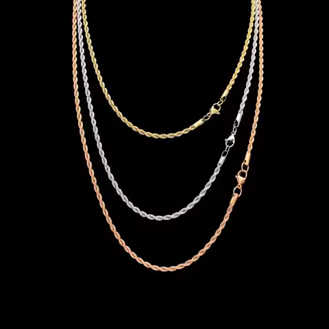 UWIN 5pcs/Pack Stainless Steel Rope Chains 2mm/3mm/4mm/5mm Thickness Link Necklace Fashion Hip Hop J