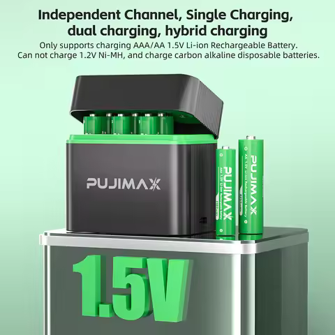 PUJIMAX 8 Slot Charger 1100mWh 4255mWh Battery Charger Independent Slot Fast Charging For 1.5V Lithi