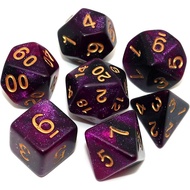 Black Mix Purple Nebula Dice DND Polyhedral Dice Set for Dungeon and Dragons D&D Pathfinder RPG Boar
