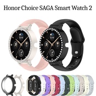 For Honor Choice SAGA Smart Watch 2 case strap diamond PC hard frame cover 12mm silicone watch band 