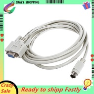DB9P to 8P Mini Din RS232 Download Cable White 8.2 Ft for PLC -EH