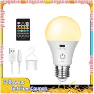 【D&F】Rechargeable Smart RGB USB LED Bulb-E27 Dimmable, Timing Function Cordless Battery Operated Lig