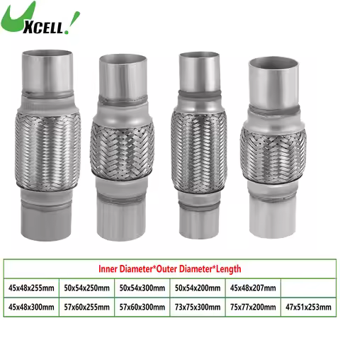 UXCELL 57x60x300mm 50x54x250mm 45x48x207mm Car Exhaust Flexible Pipe Tubing Exhaust Joint Pipe Stain