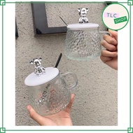 Bear Lid Glass Cup Glass Cup/ Aesthetic Glass Cup/ Multipurpose Cup/