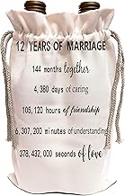 3dRose 12 Years of Marriage 12th Wedding Anniversary in months days hours - Wine Bags (wbg_318799)