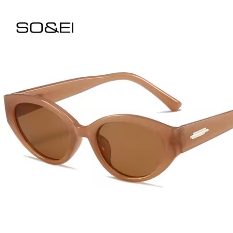 SO&EI Fashion Cat Eye Jelly Color Sunglasses Women Vintage Rivets Men Trending Sun Glasses Shades UV
