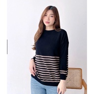 Eiko 02 Combi Knitted Blouse Long Sleeve Jumbo Size (M - L - XL - 2XL - 3XL - 4XL) Blouse Muslimah B