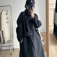 Stand Collar Coat Women Long Coat High-End Laced-Up Coat Thick Woolen Coat Women Coat Winter Coat Wo