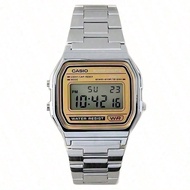 Men's/Women's Sporty Fashion Digital Watch A168WA-1, Retro Stainless Steel Strap Square Dial Watch, 