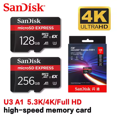 SanDisk microSD Express Card 128GB 256GB A2 5.3K NVMe TF Memory Card for Tablet UAV Switch 2 Max 880
