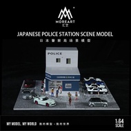 Huiyi Scene 1/64 Car Model Scene Japanese Police Station Scene 1/64 Scale Lighting Version Can Light