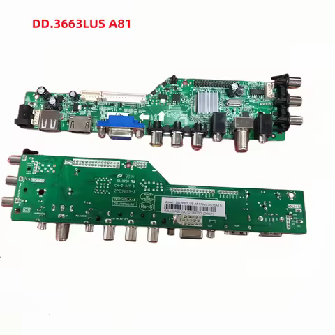 DD3663LUA.A81.2.PA Universal LCD Driver Board Support DVB-T2 ISDB-T TV Board+7 Key Switch+IR+4 Lamp 