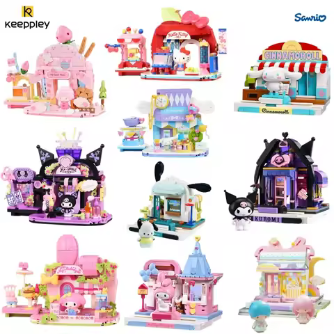 Keeppley Sanrio Family Series Building Blocks Street View Assembly Model Kuromi Cinnamoroll Hello Ki