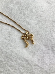 【VintageShop solo 日本直送中古包專賣店】Christian Dior   項鍊 復古 金色 緞帶 寶石
