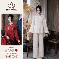 BA PHAP PHUC SET - Ba Ba Gam Outfit for ceremonies and outings with pleated sleeves - hand-embellish
