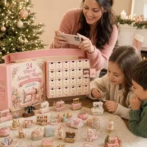 Cute Sewing Theme Christmas Advent Calendar Ornaments Handmade 24 Days Advent Calendar Decorations C