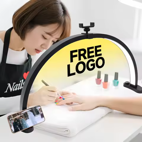 2026 NEW 30inch Free LOGO Nail Salon Desk Led Light half-moon Light Knob Adjustable Brightness 48W F