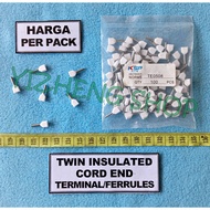 Skun I FERRULES 2 CABLES TE0508 WHITE 1 PACK (100 PCS)