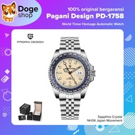 PAGANI DESIGN PD-1758 WORLD TIMER GMT NH34 JAPAN MOVEMENT AUTOMATIC WATCH JAM TANGAN PD1758 - BLUE S